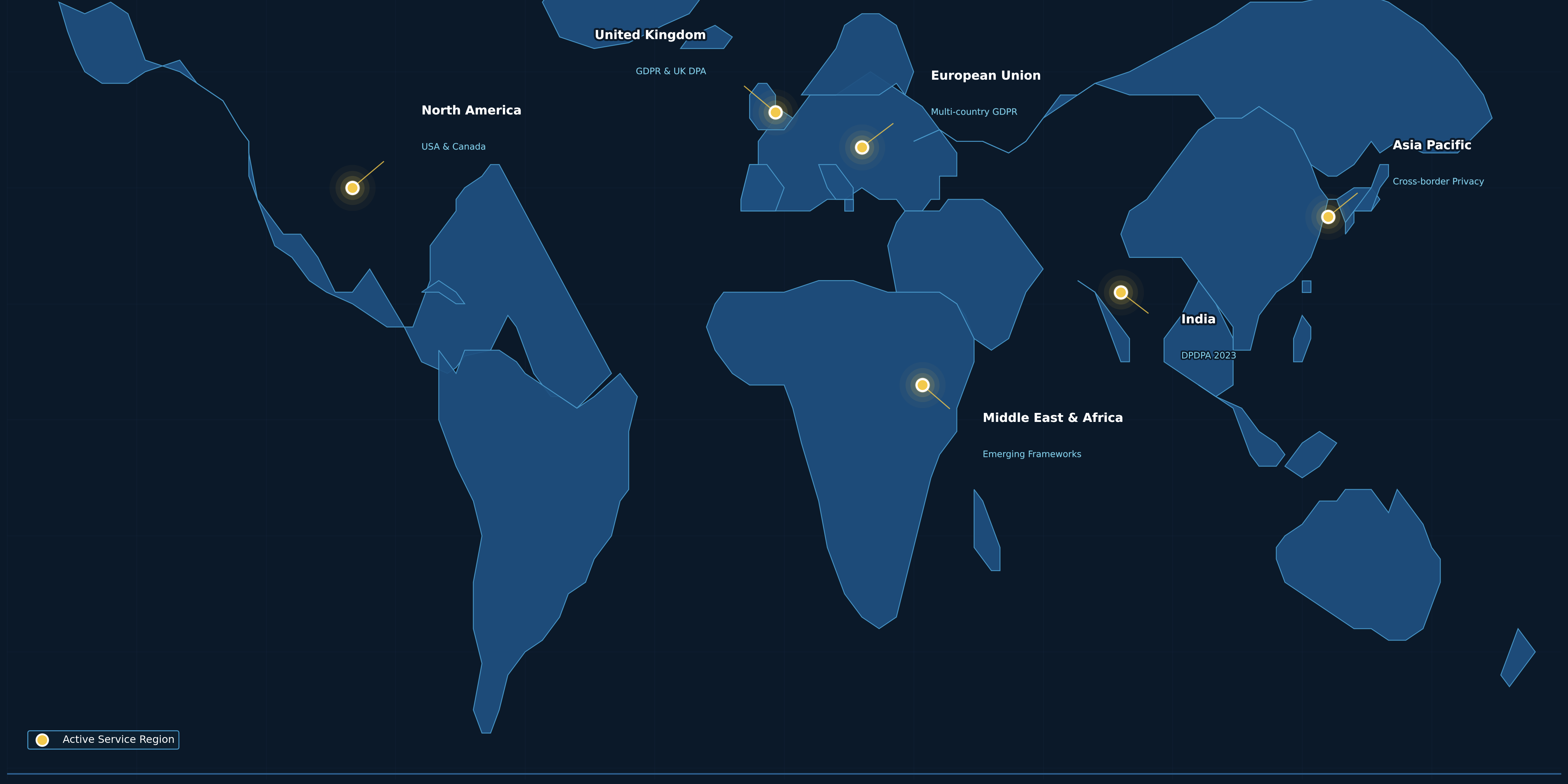 DigiFortex Global Data Privacy Service Regions World Map